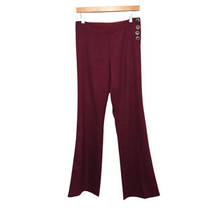 NWT Anthropologie Elevenses The Brighton Maroon Trousers Size 4 Flare Leg Button